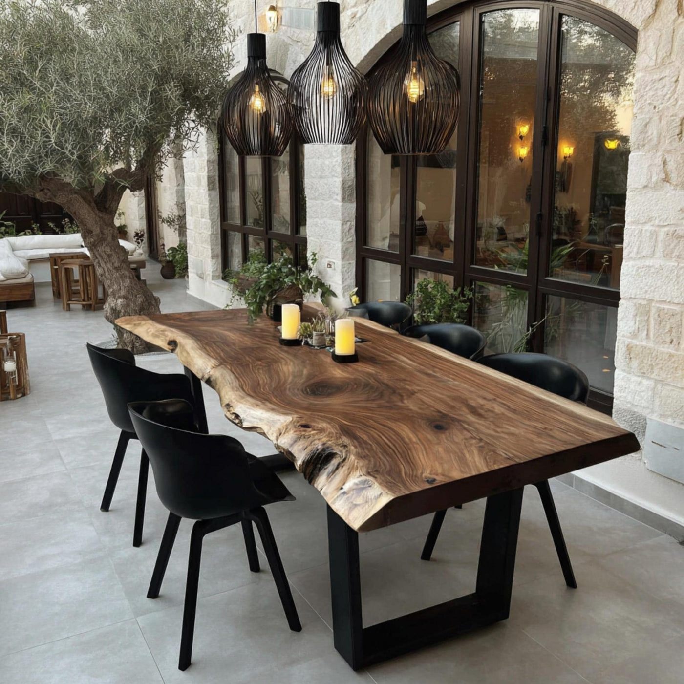 Solid Walnut Live Edge Dining Table, Handmade Custom Wood Furniture