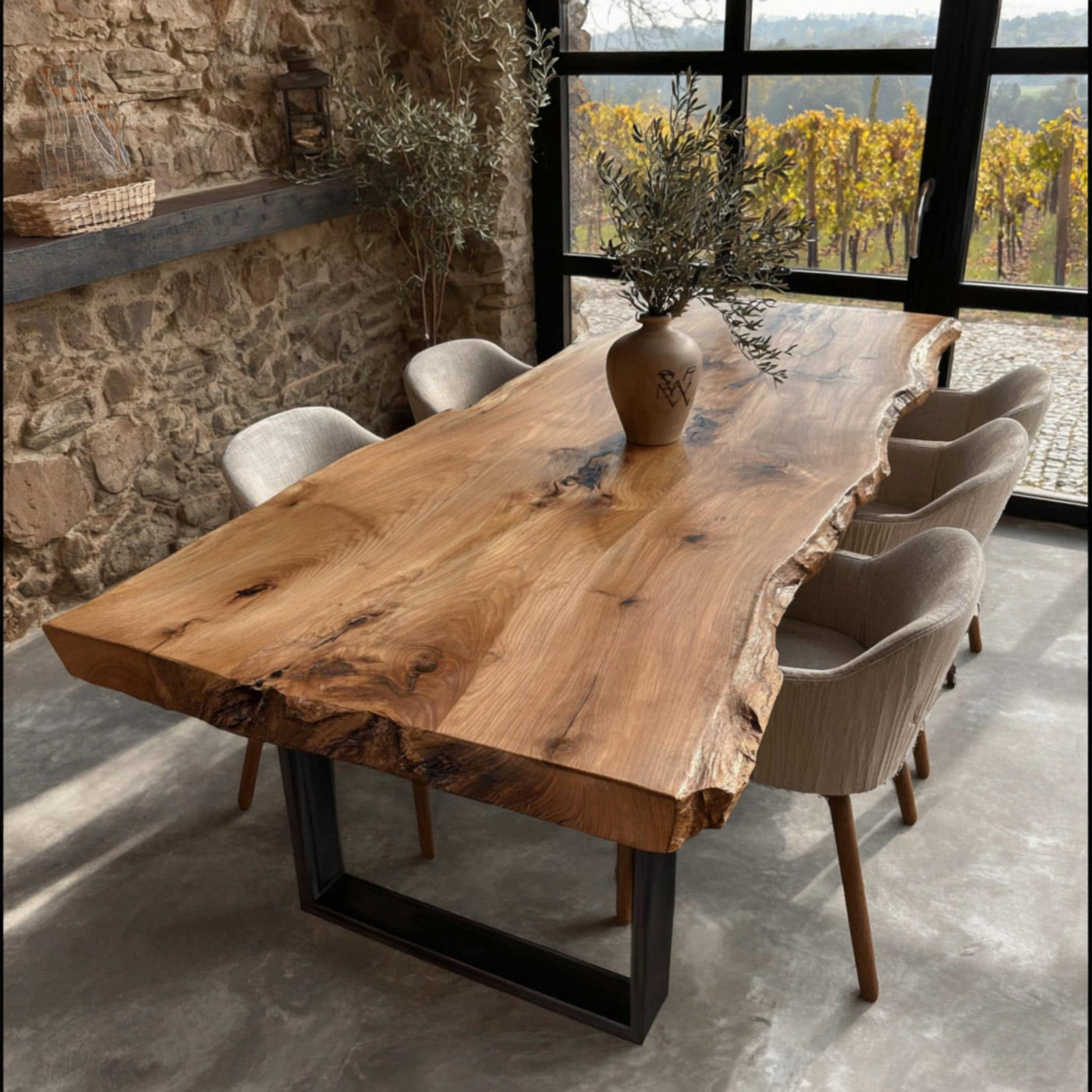Solid Walnut Live Edge Dining Table, Custom Farmhouse Wood Desk
