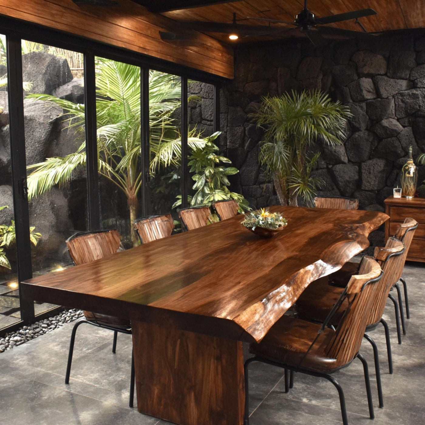 Solid Walnut Live Edge Dining Table, Modern Farmhouse Wood Furniture
