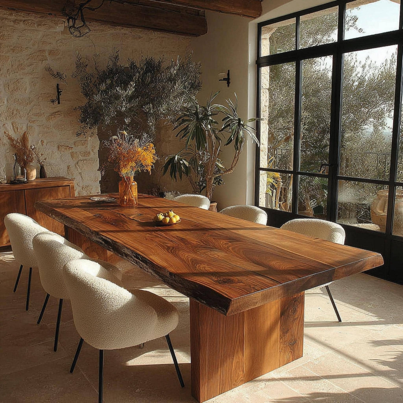 Solid Walnut Live Edge Dining Table, Custom Farmhouse Furniture, Handmade Wood Slab