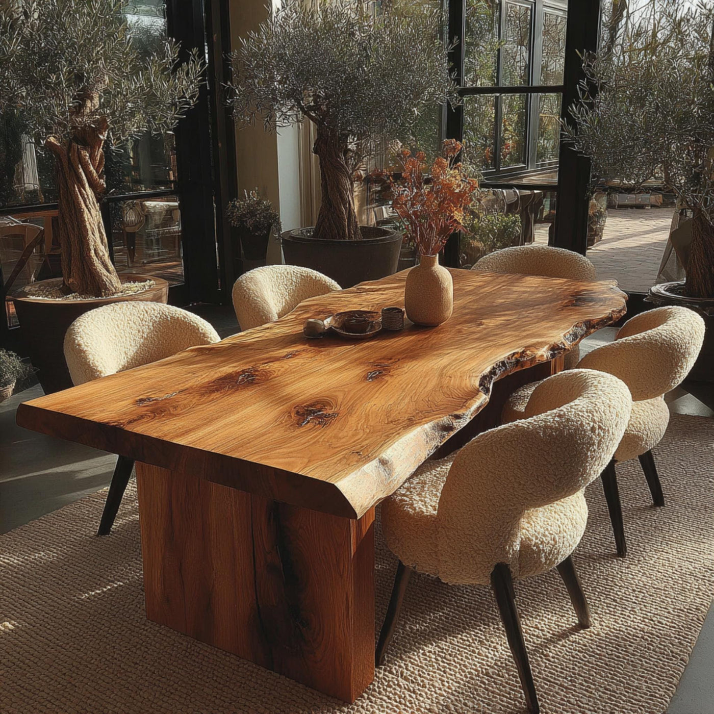 Solid Walnut Live Edge Dining Table, Handmade Modern Farmhouse Wood Furniture