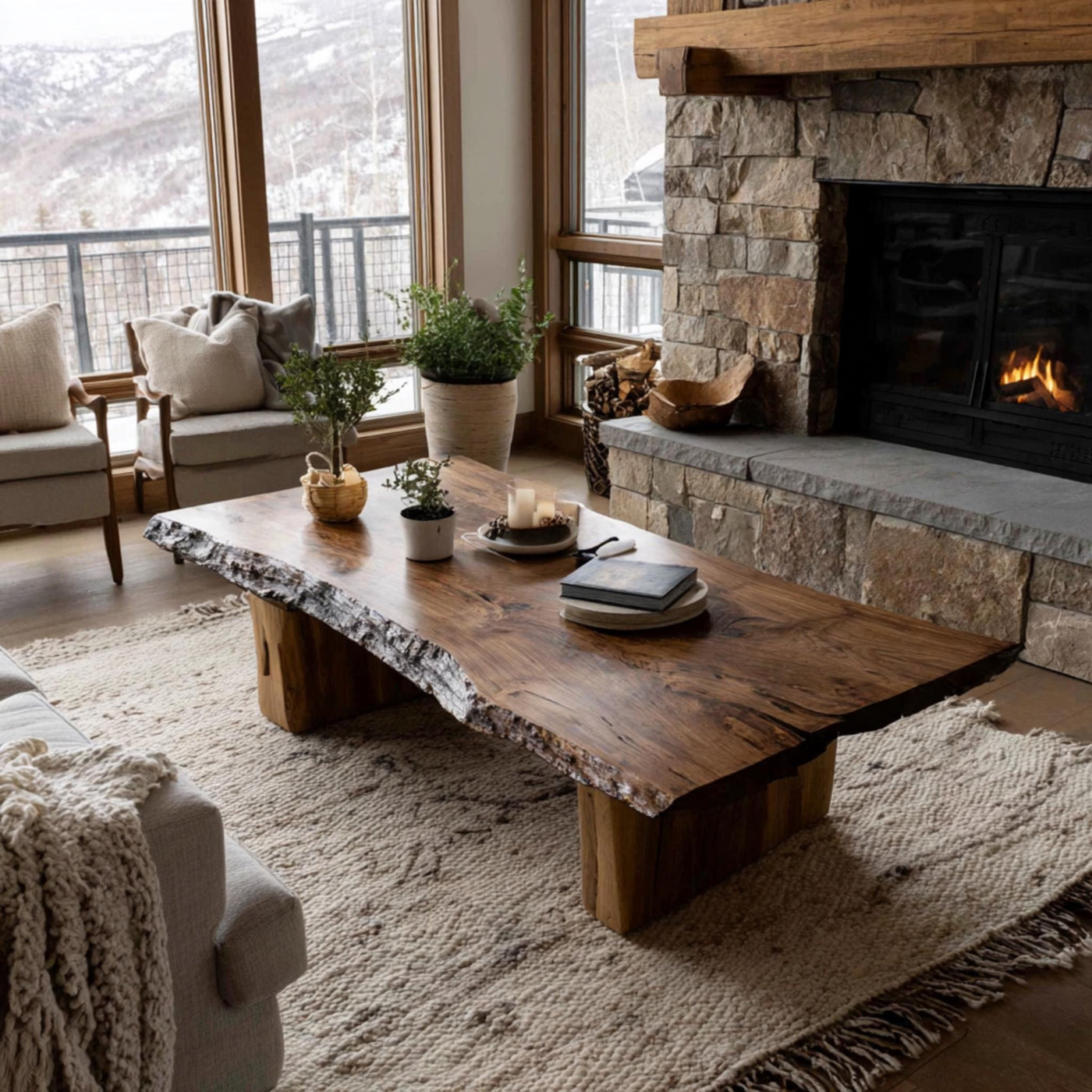Solid Walnut Live Edge Coffee Table, Handmade Rustic Organic Living Room Furniture