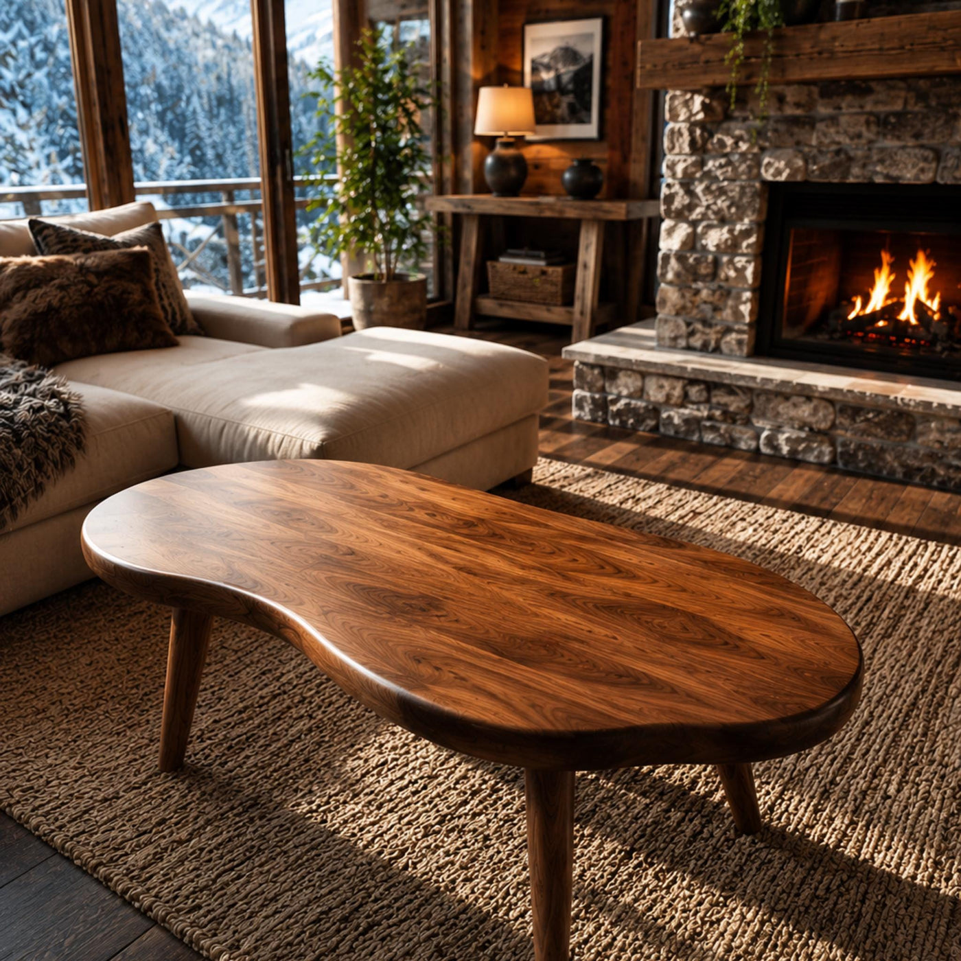 Solid Walnut Live Edge Coffee Table, Handmade Rustic Luxury Living Room Furniture