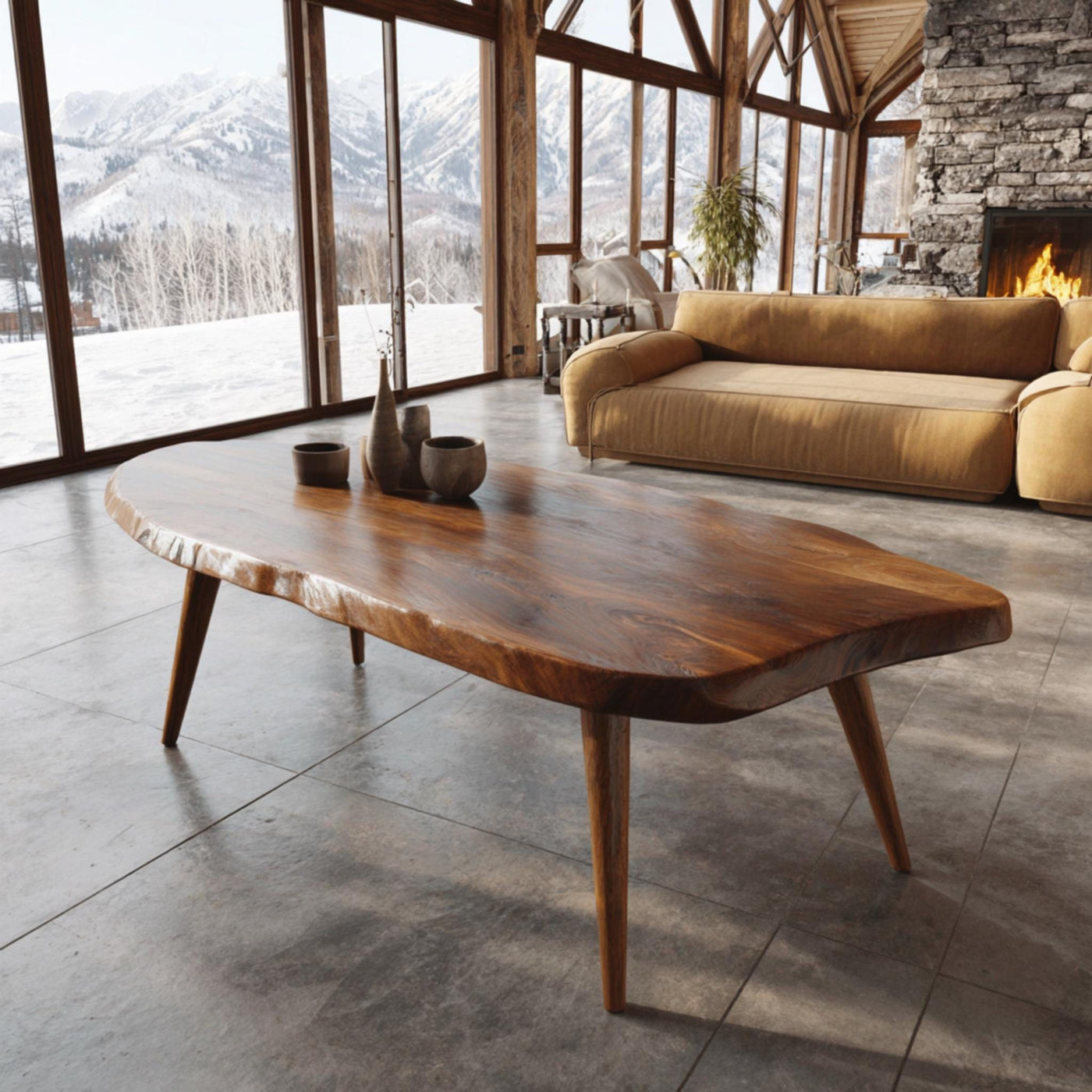 Solid Walnut Live Edge Coffee Table, Handmade Rustic Luxury Living Room Furniture