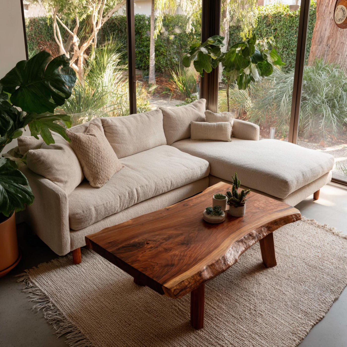 Solid Walnut Live Edge Coffee Table, Handmade Farmhouse Center Table