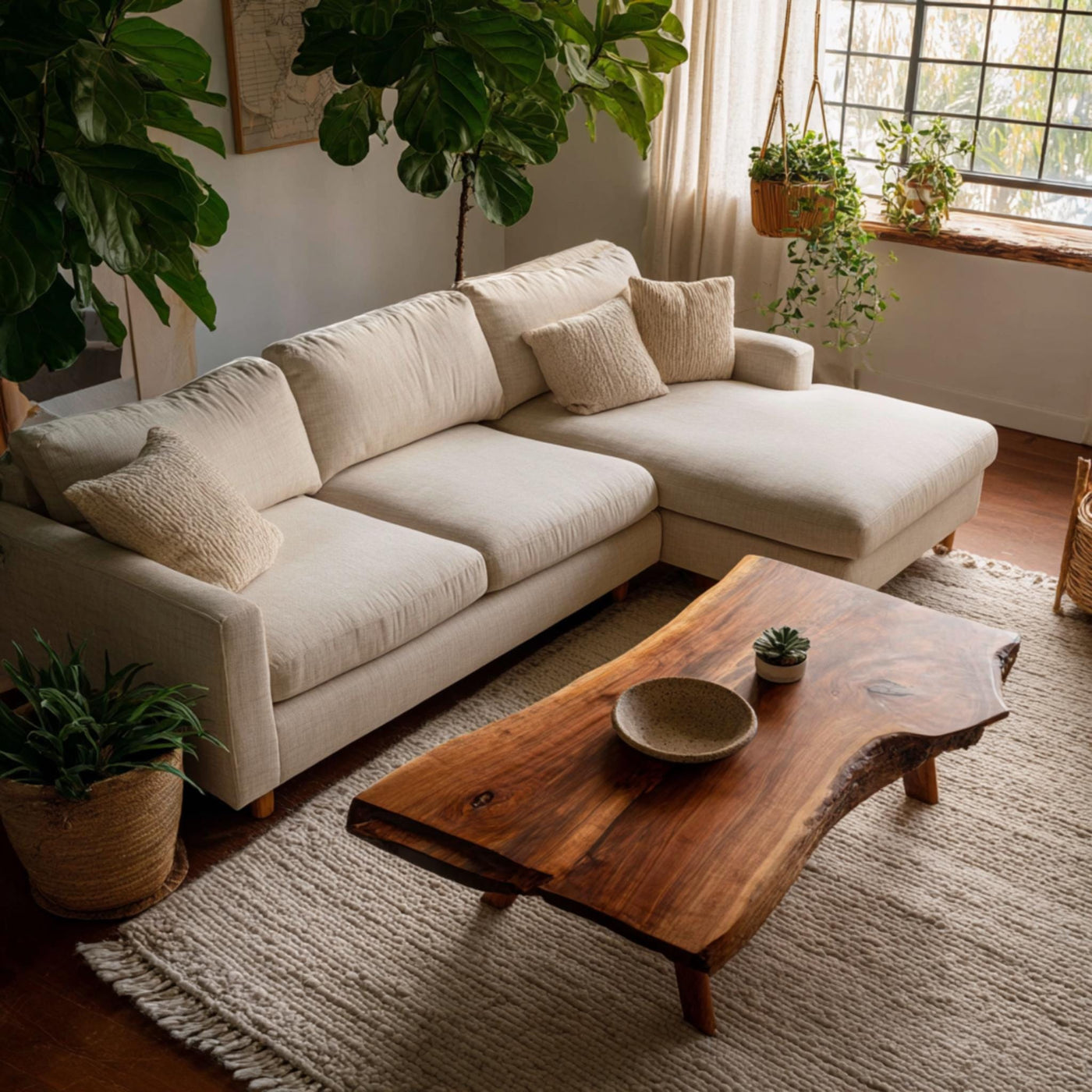Solid Walnut Live Edge Coffee Table, Handmade Organic Modern Furniture