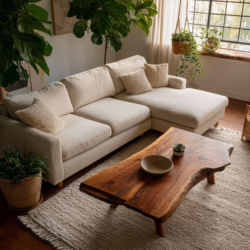 Solid Walnut Live Edge Coffee Table, Handmade Organic Modern Furniture